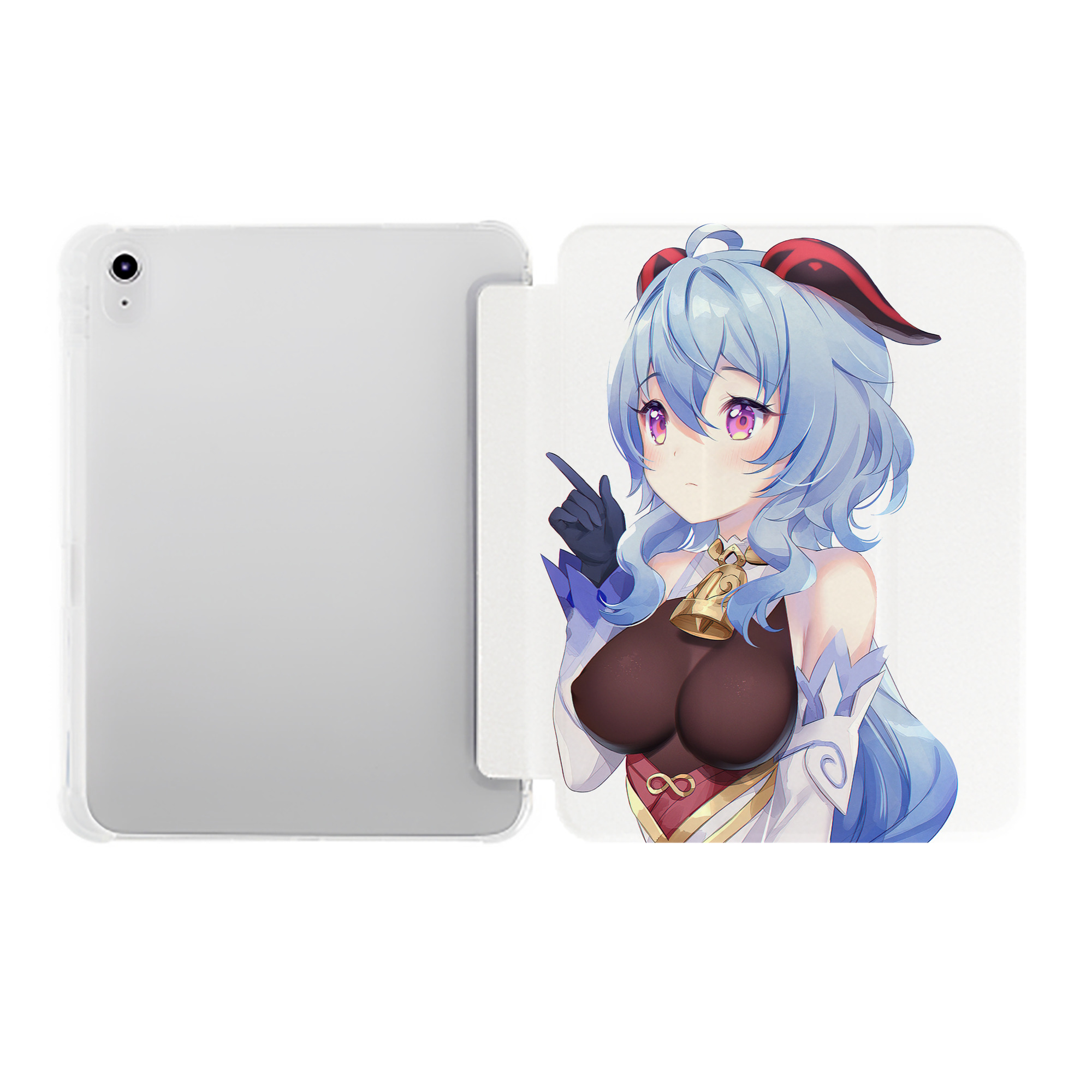 げんし神 甘雨 かんう genshin Ganyu IPad ケース ペン収納付き 三つ折りスタンド PUレザー×シリコン 対応機種9.5/10.5/10.9インチ